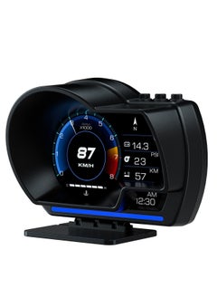 اشتري Car HUD Head Up Display P6, OBD Gauge Display+GPS Speedometer Dual System Smart Gauge Display, speed alarm, water temperature alarm, Works Great for Most Cars في الامارات