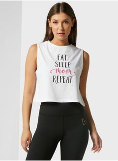 Buy Eat Sleep Mom Repeat Cropped Top in UAE