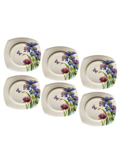 Buy A set of 6-piece porcelain plates with 3D engravings, size 27 cm in Saudi Arabia