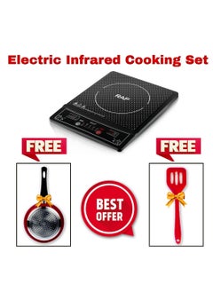 Buy The Ultimate Cooking Set: 2000W Infrared Electric Cooktop with Scratch-Resistant Ceramic Plate, plus a Frying Pan and Cooking Spoon, Free! in UAE