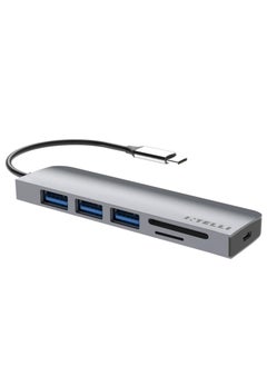 اشتري USB C HUB 6 In 1 LynkHub Go - 3 Ports USB-A - SD Card Slot - Micro SD Card Slot - USB-C Port PD Charging 60W في مصر