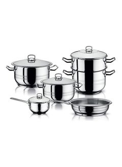 اشتري 10-Piece Stainless Steel Cooking Pot Gastro Set في الامارات
