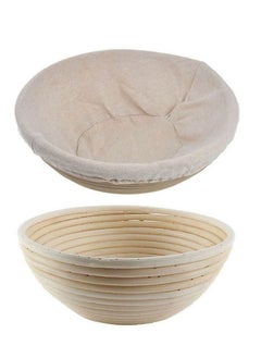 اشتري Bread Proofing Basket Round Sourdough Proofing Basket Bread Proofing Bowls for Rising and Baking Dough Proofing Rising Rattan Basket and Linen Liner Cloth for Home Bakers 23*8CM في السعودية