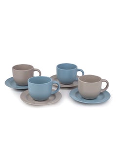 Buy Jaspe 4-Piece Tea Cup & Saucer Set 220ml - Sg Glaze | Kitchen Dinnerware, Ceramic, Stoneware in UAE