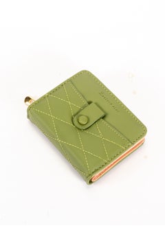 Buy Leather Flip Wallet & Card Holder with 8 Pockets and Zipped Pocket Olive in Egypt