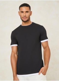 Buy Contrast Detail Regular Fit T-Shirt in Saudi Arabia