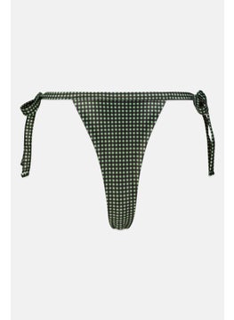 اشتري Women Micro Check Tie Leg Bikini Bottom, Green/Black في الامارات