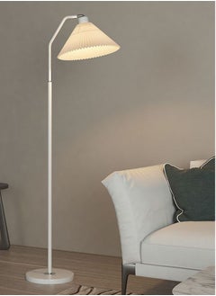 Buy Floor Lamp, LED Straight Pole Floor Lamp, Modern Minimalist Standing Light With Pleated Lampshade, Three Color Dimming For Bedroom Living Room Office White Upgraded in Saudi Arabia