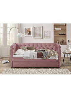 Buy Chicago 91x200 Day Bed With Trundle Convertible Three Seat Sleeping Sofa Bed Modern Design Living Room Furniture L 220 x W 105 x H 98 cm Rose in UAE