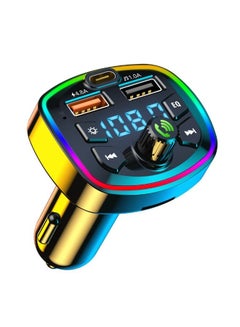 اشتري مشغل MP3 محول FM للسيارة محول بلوتوث لاسلكي للسيارة مجموعة محولات يدوية للسيارة شاحن سيارة مزدوج USB متوافق مع معظم الهواتف الذكية وضوء LED متعدد الألوان 7 في السعودية