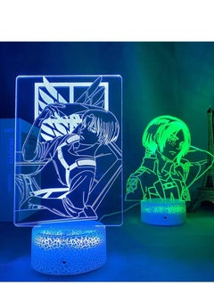 اشتري 2 Patterns Anime 3D LED Lamp Manga 3D Night Light Anime Figures Anime EID Gifts Anime Birthday Gifts RGB 16 Colors with Remote Control Levi Ackerman في الامارات