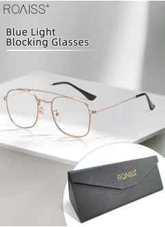 Buy Blue Light Blocking Glasses Blue Light Filter Computer Reading Gaming TV Phones Square Eyeglasses Fashion Anti Eyestrain Headache Eyewear for Men Women Gold 54mm in Saudi Arabia