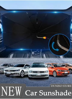 Buy Foldable Car Windshield Sunshade Umbrella with 360° Rotation Umbrella Handle Protect Car from UV Rays and Heat Keeps Cars Cool Sunshade Cover for Car Front Window in Saudi Arabia