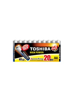 Buy TOSHIBA Long-lasting Vibration resistance High Power Alkaline AA - 20 Battery Pack Roll over image to zoom in TOSHIBA Long-lasting Vibration resistance High Power Alkaline AA - 20 Battery Pack in UAE