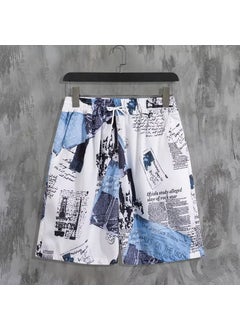 Buy 2024 Unisex Beach Shorts Striped Cashew Print White in UAE