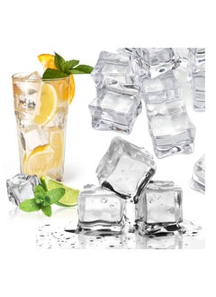 اشتري 25 Pcs 30MM Reusable Plastic Ice Cubes,Clear Acrylic Fake Cubes,Artificial Square Crystal Cubes for Photography Props Home Decoration Wedding Centerpiece Vase Fillers في السعودية