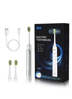 Buy Electric Toothbrush for Adults Rechargeable Electric toothbrush with 2 Brush Heads,Teeth Whitening Power Electric Toothbrush 4 Hours Charge for 120 Days White in Saudi Arabia