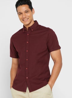 Buy Button Collar Short Sleeve Shirt in UAE
