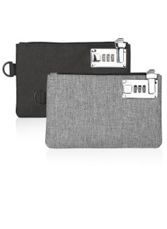 Buy Money Bag with Lock 5x8 Inches Durable Nylon Locking Bank Bag Coin Purse for Cash with Lock and Zipper Closure Secure Storage for Cash Jewelry Passports Coins Checks Documents 2Pcs Black Grey in Saudi Arabia