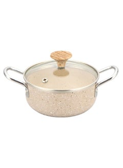 Buy Natural Force Non-Stick Marble Coating Cooking Pot with Glass Lid Cream 14 cm MSPN-14 in Saudi Arabia