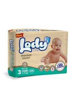 Buy Lody Baby Diaper - Midi  34 pieces 4-9kg in Saudi Arabia