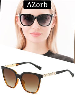 Buy Pearl Chain Sunglasses for Women Trendy Luxury Sun Glassess Women Classic Design Ladies Sunglass Fashion Eyewear UV Protection Shades Brown in Saudi Arabia