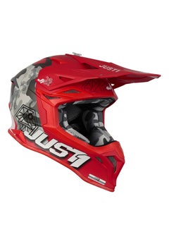 Buy Full Face Motocross Helmet J39 Kinetic Camo Grey Red Orange in UAE