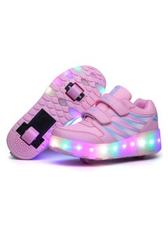 Buy LED Flash Light Sneaker Skate Shoes with Wheels USB Charging Roller Skates Shoes in Saudi Arabia