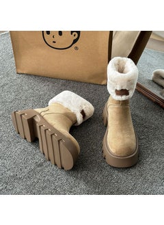 Buy Warm Plush Ankle Snow Boots RetroBeige Beige in UAE