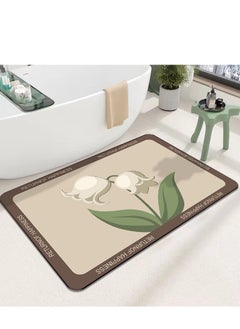 Buy LESTER Anti-Slip Water Absorbent Bathroom Mat, Quick Drying Bathroom Carpet, Non-Slip Entrance Doormat Diatom Leather Floor Mats, Home Decor Set Bathroom Mat Rectangle Shape Beige and Brown 50x80cm in Egypt