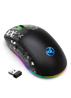 Buy Three-mode 2.4G water transfer wireless mouse RGB light-emitting wireless game TYPE-C charging mouse in UAE