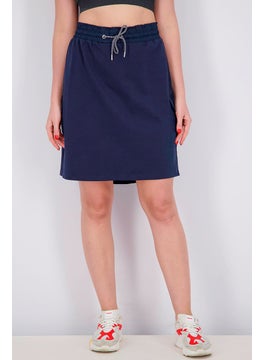 اشتري Women Plain Cargo Pockets Midi Skirt, Navy في الامارات