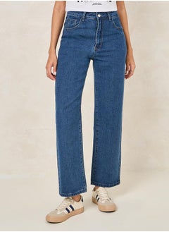 Buy Basic Straight Fit Jeans with Pockets in Saudi Arabia