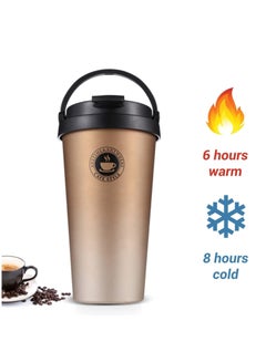 Buy Stainless Steel Insulated Coffee Mug with Handle, 17oz Travel Coffee Mug,Keep Hot/Cold for Hours Vacuum Thermos for Home,Camping, Office or Car(500ml) in Saudi Arabia