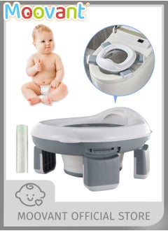 Buy Potty Training Seat with Cleaning Bag Kids Travel Potty Non-Slip Toilet Training Seat Emergency Portable Toilet Car Potty Portable Outdoor Toilet Liners for Indoor and Outdoor Grey in Saudi Arabia