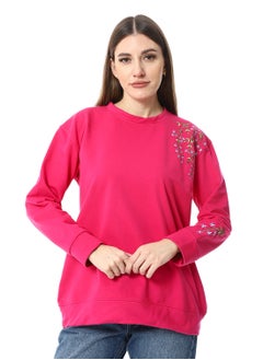 Buy WomenEmbroidery Melton sweat Shirt With Long Sleeves in Egypt