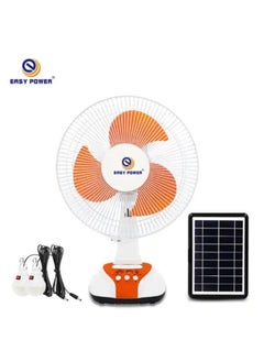 Buy 16 inch Solar rechargeable Ac/DC fan power bank function  with LED light for emergency in Saudi Arabia