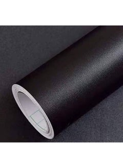 Buy Plain Vinyl Film Self-Adhesive Wallpaper Matte Black in UAE