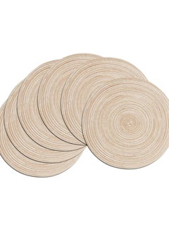 Buy Round Placemats, Dining Table Mats, Woven Place Mats, Heat Resistant Table Mats, Anti-Skid Cotton Mat, 6 Pack in UAE