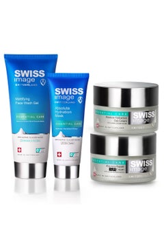 Buy Swiss Image 4 Steps Skin Care Regime Pack For Daily Hydration -Mattifying Face Wash 200 ml , Face Mask 75 ml , Day Cream 50 ml & Night Cream 50ml in UAE