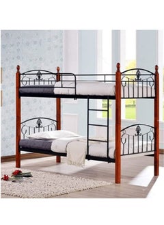 Buy Karnak Wooden Steel Bunk Bed Double Decker Bunker Bed, Made Metal Steel & Solid Wood Heavy Duty Guard Rails Sturdy for Home, Baby Home, Apartment Studio Room – KB917 in UAE