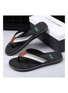 Buy Men New Non Slip Clip Foot Flip-flops Casual Beach Slippers Black in UAE