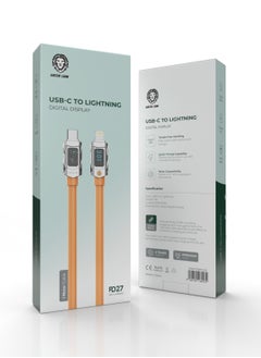 Buy USB-C To Lightning with Digital Display Cable / 1m Cable Length / High Transfer Speed / 27W Power Charging / Secure & Safe / Wide Compatible / Charge & Sync / 10000 Bends Life Span - Orange in UAE