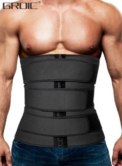 اشتري Men's Waist Trainer Sauna Weight Loss Body Shaper Sweat Vest for Men with 3 Rows of Hooks and 3 Belt, Neoprene Sauna Waist Sauna Sweat Waist Trimmer Slimmer Belt Workout Girdle, XL في الامارات