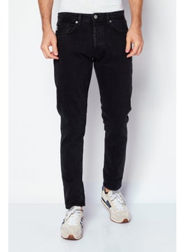 Buy Men Slim Fit Dark Washed Stretchable Jeans, Black in UAE