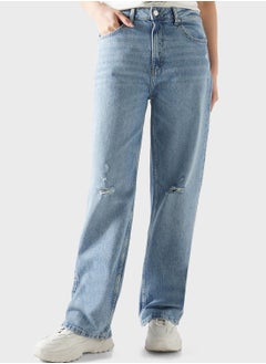 اشتري Pocket Detail High Waist Jeans في السعودية