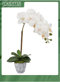 Buy 9 Heads Artificial Orchid Flowers Stem Plants for Home Indoor Party Wedding Decor White in UAE