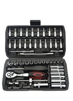 اشتري Socket Wrench Set, 53PCS Ratcheting Wrench Set And Extension Bar Gimbal Slide Bar Extension Sockets, Set For Automotive Repair And Home Use في الامارات