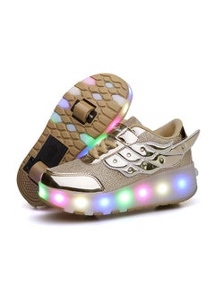 اشتري Kids Roller Skates Light up Shoes with Double Wheel Shoes LED USB Charging Roller Sneakers for Girls Boys Best Gift في السعودية