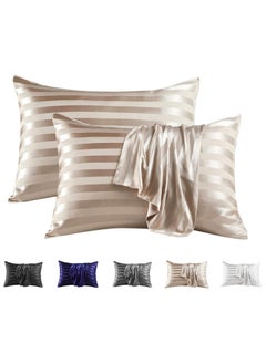 Buy Totti Satin Pillowcase Set Of 2, Silk Pillowcase (75 X 50, Striped) in Egypt